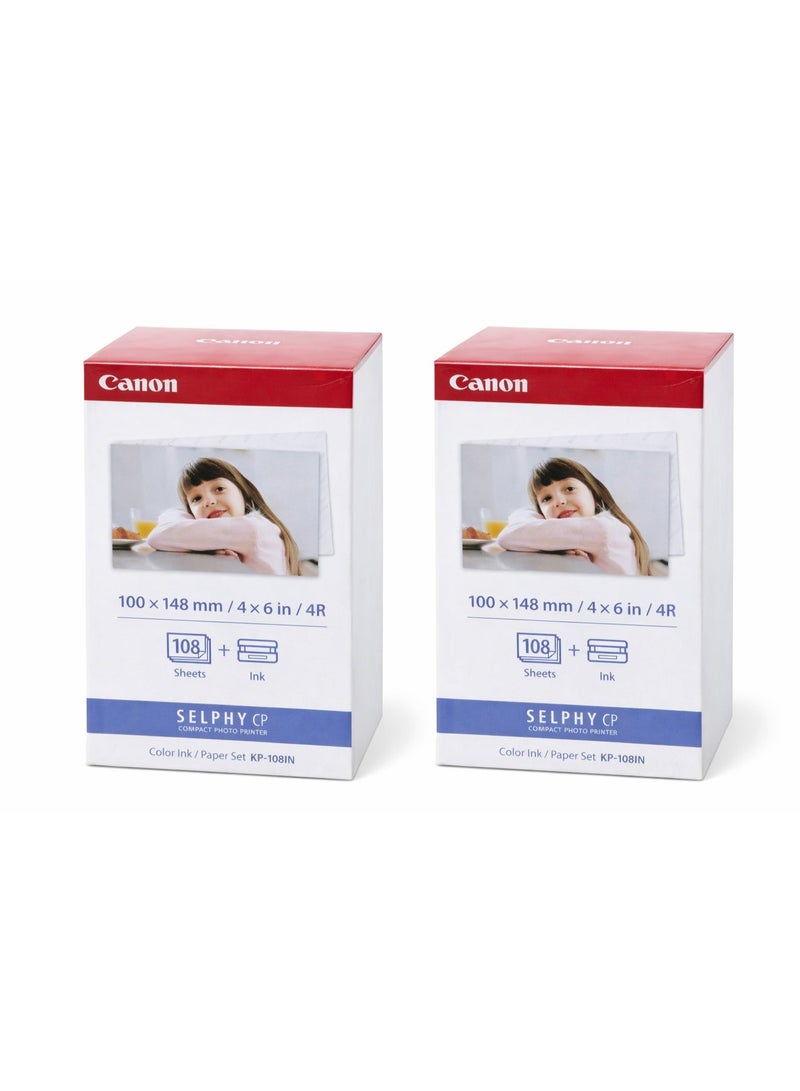 Canon SELPHY KP-108 Ink and Paper Set for Photo Printing Bundle of 2 Packs Total 216 Sheets Each Pack Includes 108 Sheets (Postcard Size 4x6") with Color Ink Compatible with CP1000, CP910, CP820 Printers - Image 5